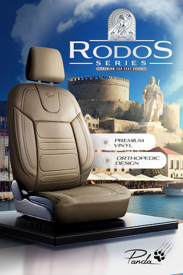 Universal Panda Rodos Eco Leather Front Rear Car Seat Covers Set Beige