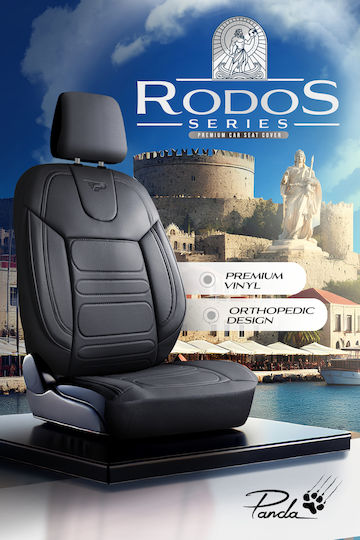 Σετ Καλύμματα Αυτοκινήτου Universal Panda Rodos Eco Δέρμα Εμπρός Πίσω Γκρί