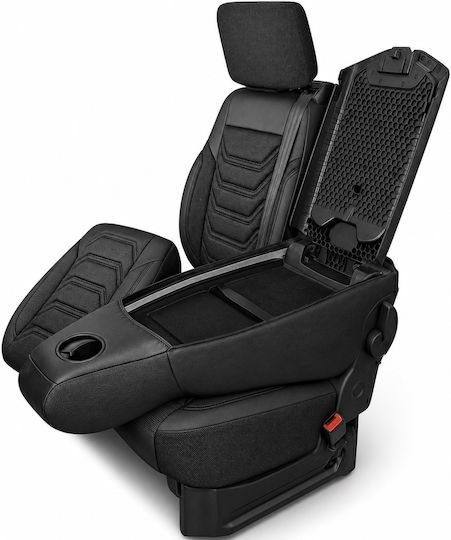 Комплект Калъфи За Автомобил Универсален Panda 2+1 Ткан Eco Кожа Renault Trafic Opel Vivaro Черен