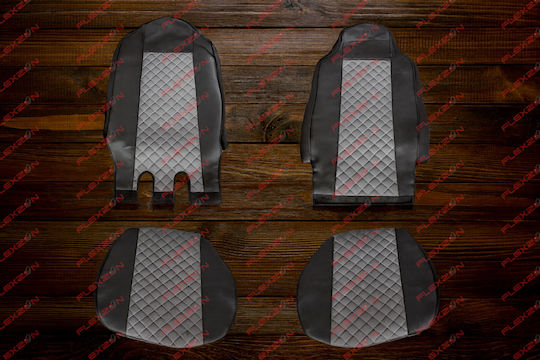 Set Truck Seat Covers 2 Pieces Man Tgx 2017+ Grey Eco Leather