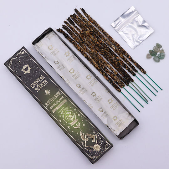 Smudge Kit Χειροποίητα Αρωματικά Στικ Συνδυάζουν Άρωμα Σοκολάτα & Ενέργεια Φυσικό Κρύσταλλο Αβεντουρίνη Aventurine