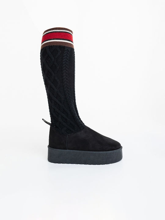 Damenstiefel mit Pelz Schwarze