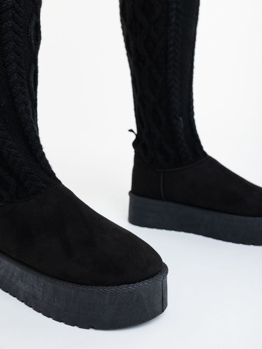 Damenstiefel mit Pelz Schwarze