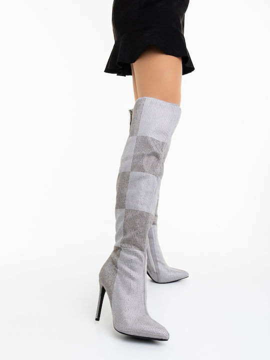 Damenstiefel mit Hohem Absatz Grau