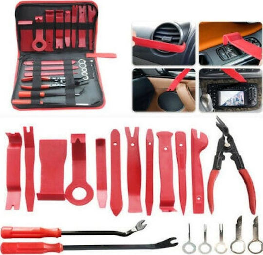 Carro Removal Tool 19pcs Car Dashboard Upholstery & Interior Plastic Panel with Storage Compartment & Carrying Bag