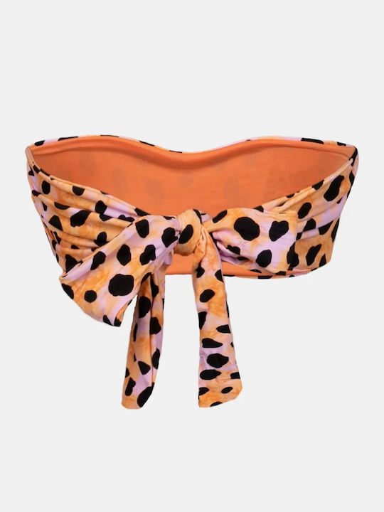 Strapless Bikinioberteil Tierdruck Pink Panther