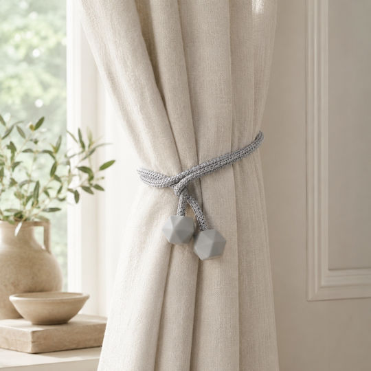 Romb Tie-Back Magnetic din Țesătură Grey 2buc Romb Tie-Back Magnetic din Țesătură Grey 2buc