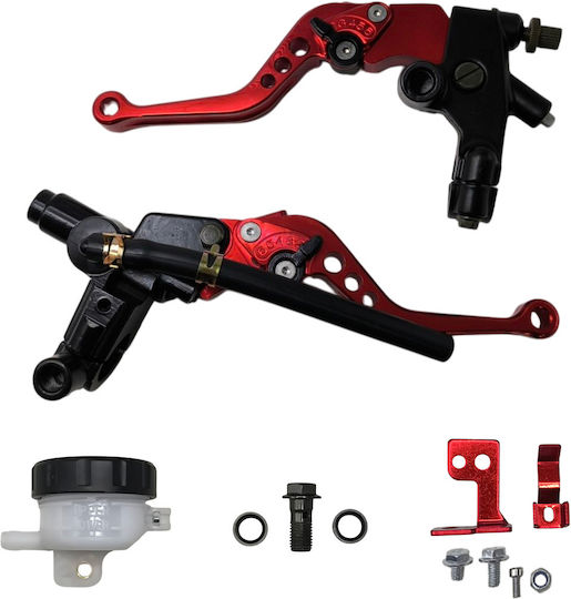 Mht Racing Set Brems-/Kupplungshebel für Motorräder Einstellbar Rot MS1001074