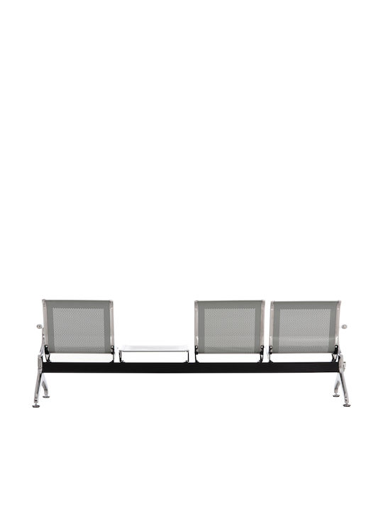 Dreisitziger Wartesessel mit Armlehnen in Grau Farbe 222x64x76cm