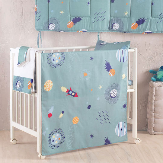 Rythmos Set Baby Duvet Cover with Pillowcase Rocket Light Blue 110x160cm