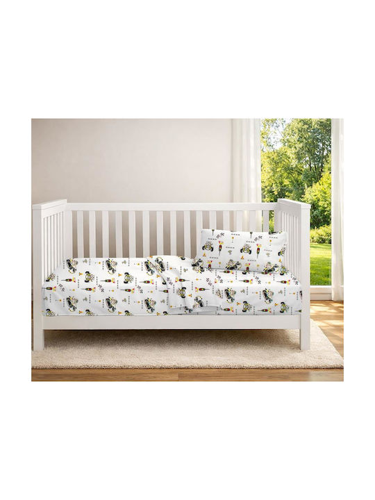 Dimcol Baby Duvet Cover Animal Grand Prix 590 White Olive 120x160cm