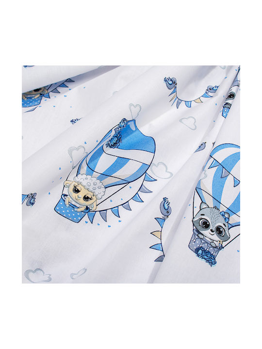 Dimcol Baby Duvet Cover The Floating Zoo 596 White Blue 120x160cm
