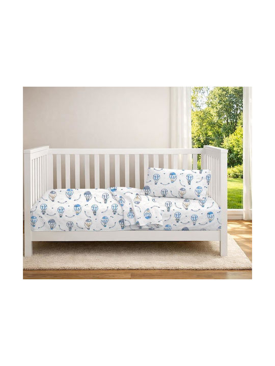 Dimcol Baby Duvet Cover The Floating Zoo 596 White Blue 120x160cm