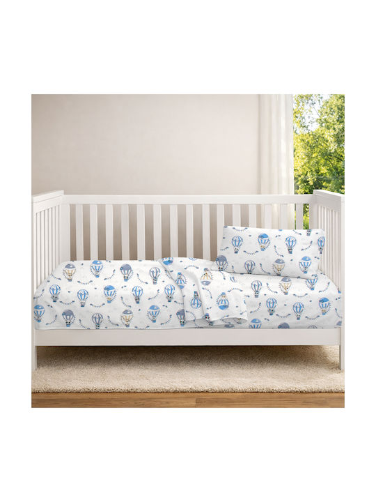 Dimcol Baby Duvet Cover The Floating Zoo 596 White Blue 120x160cm
