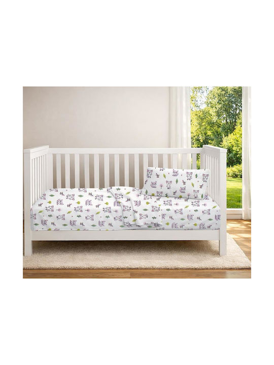 Dimcol Baby Duvet Cover Bebe White Pastel Lilac 120x160cm