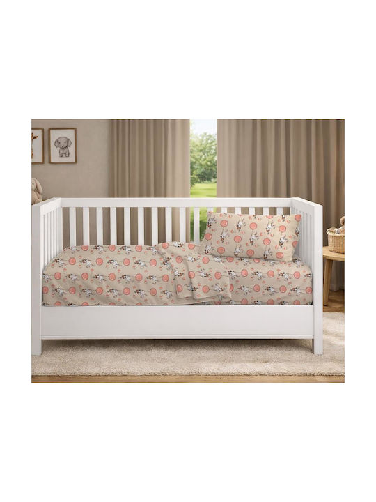 Dimcol Baby Duvet Cover Floating Bunny 714 Beige Salmon 120x160cm