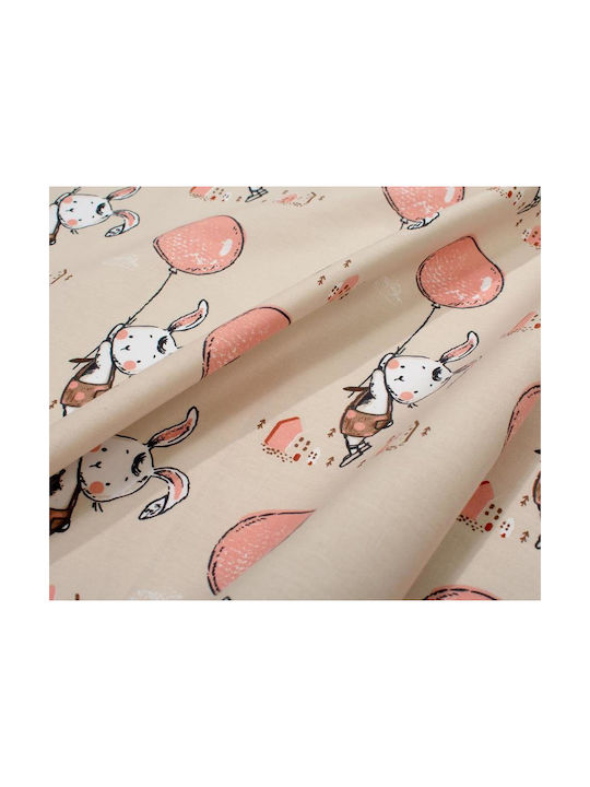 Dimcol Baby Duvet Cover Floating Bunny 714 Beige Salmon 120x160cm