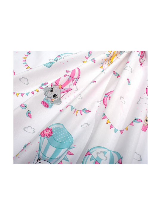 Dimcol Baby Duvet Cover The Floating Zoo 597 White Pink 120x160cm