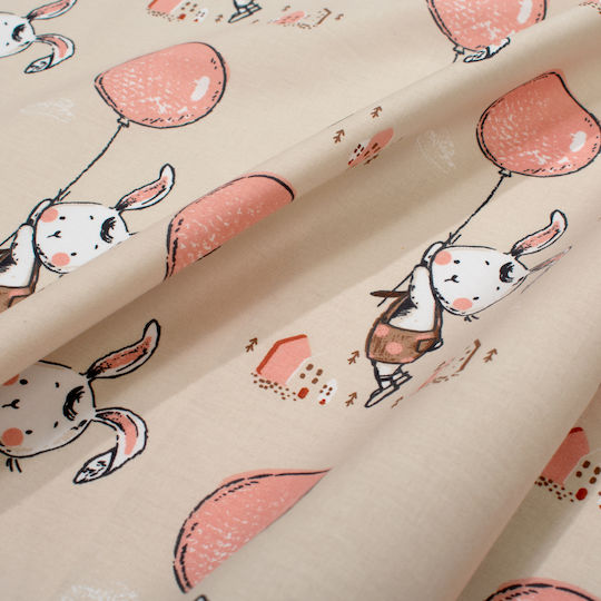 Dimcol Детска Покривка За Завивка Floating Bunny 714 Бежово-Розова 120x160см