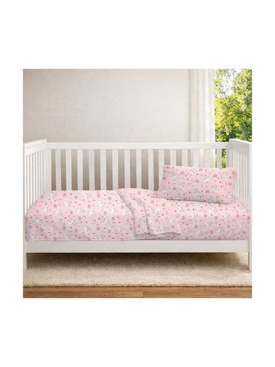 Dimcol Baby Duvet Cover Rabbit Garden 585 Pink 120x160cm