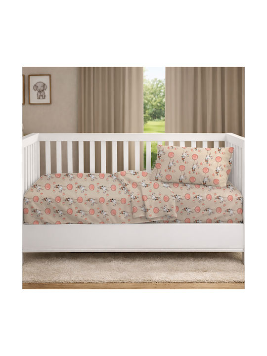 Dimcol Baby Duvet Cover Floating Bunny 714 Beige Salmon 120x160cm