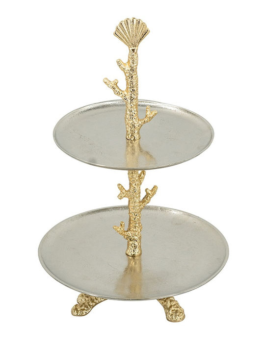 Artekko Metallic Tiered Appetizer Stand 2 Tiers Gold P29xL29xH45.7cm