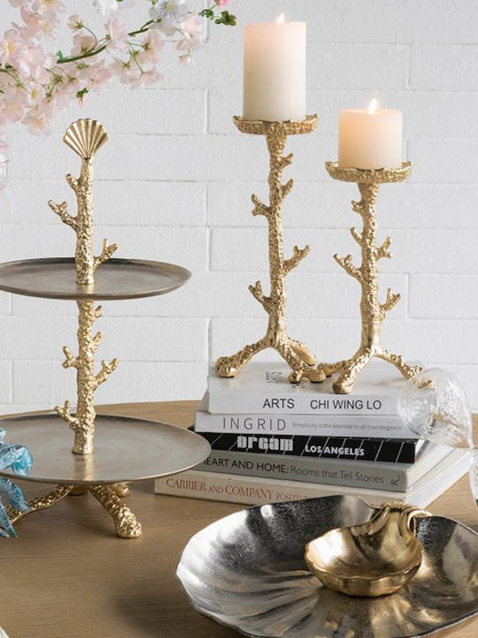 Artekko Metallic Tiered Appetizer Stand 2 Tiers Gold P29xL29xH45.7cm