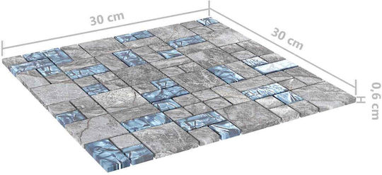 vidaXL Wandsticker & Wandgemälde Mosaik Kacheli 11 Stück Grau Blau 50 x 50 cm Glas