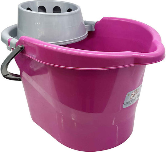 TnS Mop Bucket with Squeezer Plastic Capacity 14lt Pink