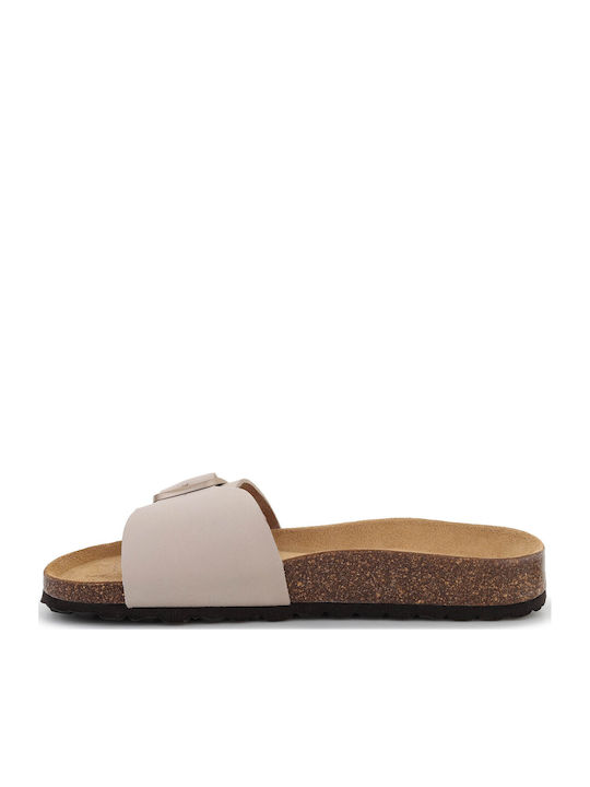 Leder Flache Sandalen Für Damen Beige