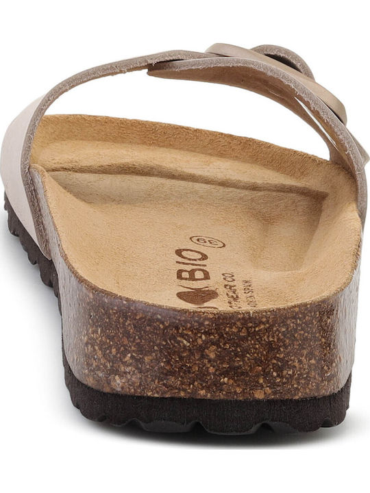 Leder Flache Sandalen Für Damen Beige