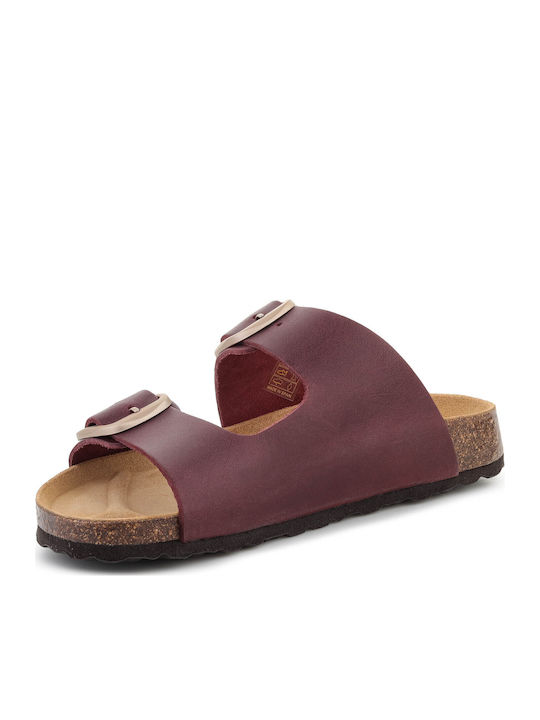 Damen Flache Sandalen in Bordeaux