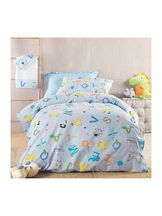Rythmos Letterland Set Kids Pillowcases Made of 100% Cotton 50x70cm Blue