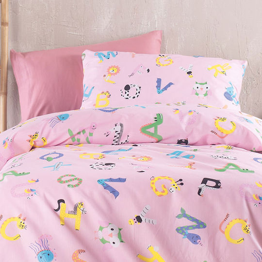 Rythmos Letterland Set Kids Pillowcases Made of 100% Cotton 50x70cm Pink