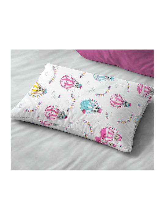 Dimcol The Floating Zoo 597 Kids Pillowcase Made of 100% Cotton 50x70cm White Pink