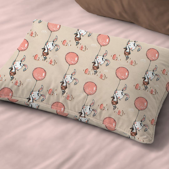 Dimcol Floating Bunny 714 Детски Калъф За Възглавница От 100% Памук 50x70см Бежово-Сьомгово