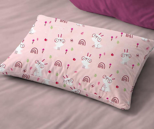 Dimcol Rabbit Garden 585 Fată De Pernă Pentru Copii Din 100% Bumbac 50x70cm Roz