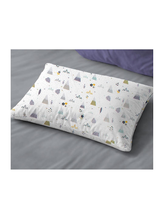 Dimcol Whimsical Mountainside 588 Kids Pillowcase Made of 100% Cotton 50x70cm White-Grey