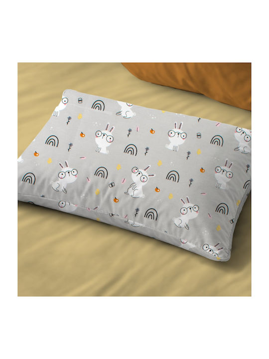 Dimcol Rabbit Garden 586 Παιδική Μαξιλαροθήκη από 100% Βαμβάκι 50x70εκ. Grey