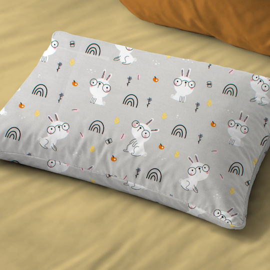 Dimcol Rabbit Garden 586 Детски Калъф За Възглавница От 100% Памук 50x70см Сив