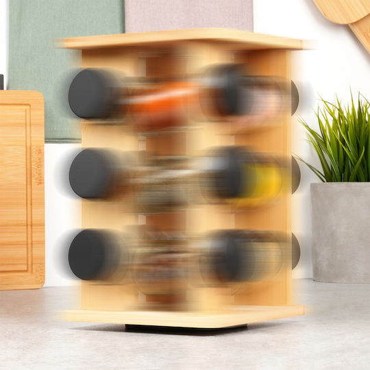 Orion Wooden Tabletop Rotating Spice Rack Beige 13pcs
