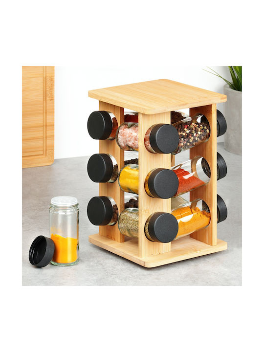 Orion Wooden Tabletop Rotating Spice Rack Beige 13pcs