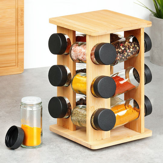 Orion Wooden Tabletop Rotating Spice Rack Beige 13pcs