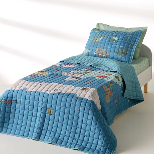 Kentia Kids Quilt Set Single with Pillowcase Pachy Blue-mint 160x220cm