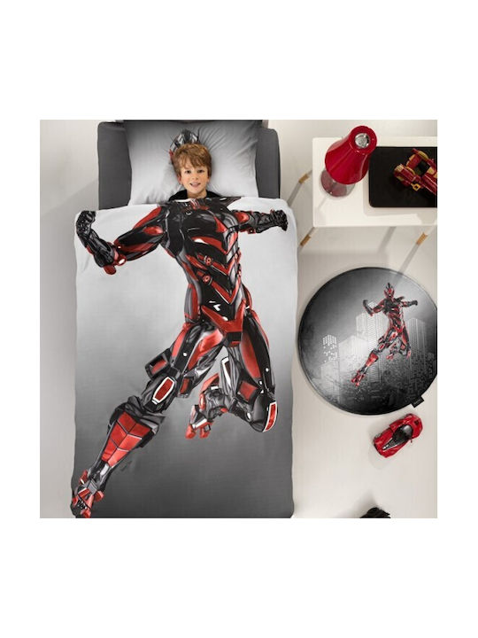 Saint Clair Bionic Set Kids Duvet Cover Single with Pillowcase Gray 160x225cm