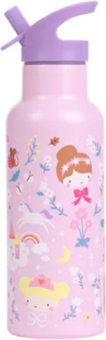 A Little Lovely Company Kids Stainless Steel Thermos Water Bottle with Straw Grey 500ml