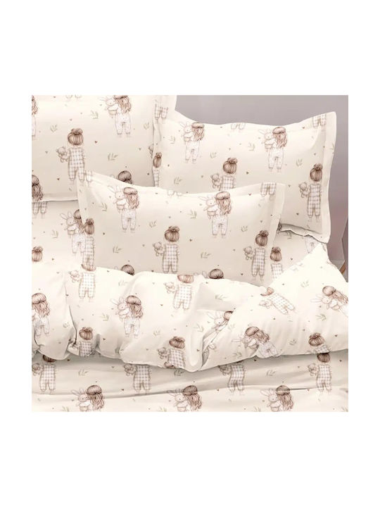 Borea Goodnight Kids Duvet Cover Set Single with Pillowcase Cotton Pink 160x240cm