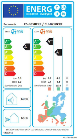 Panasonic BZ Климатик Inverter 18000 BTU A++/A+ с WiFi