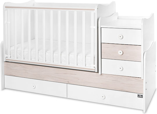 Lorelli Crib Maxi Plus White Light Oak With Mattress And Drawer