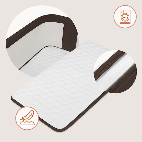 Lionelo Pari Baby Cradle with Mattress and Brown Wheels